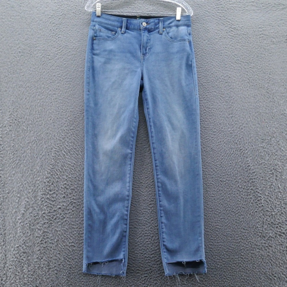 LuLaRoe Womens Straight Leg Jeans Size 26 Light Wash Raw Step Hem Stretch Denim
